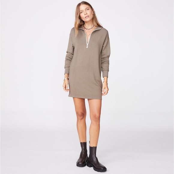 MONROW NWT HALF ZIP SWEATSHIRT DRESS - Picture 2 of 8